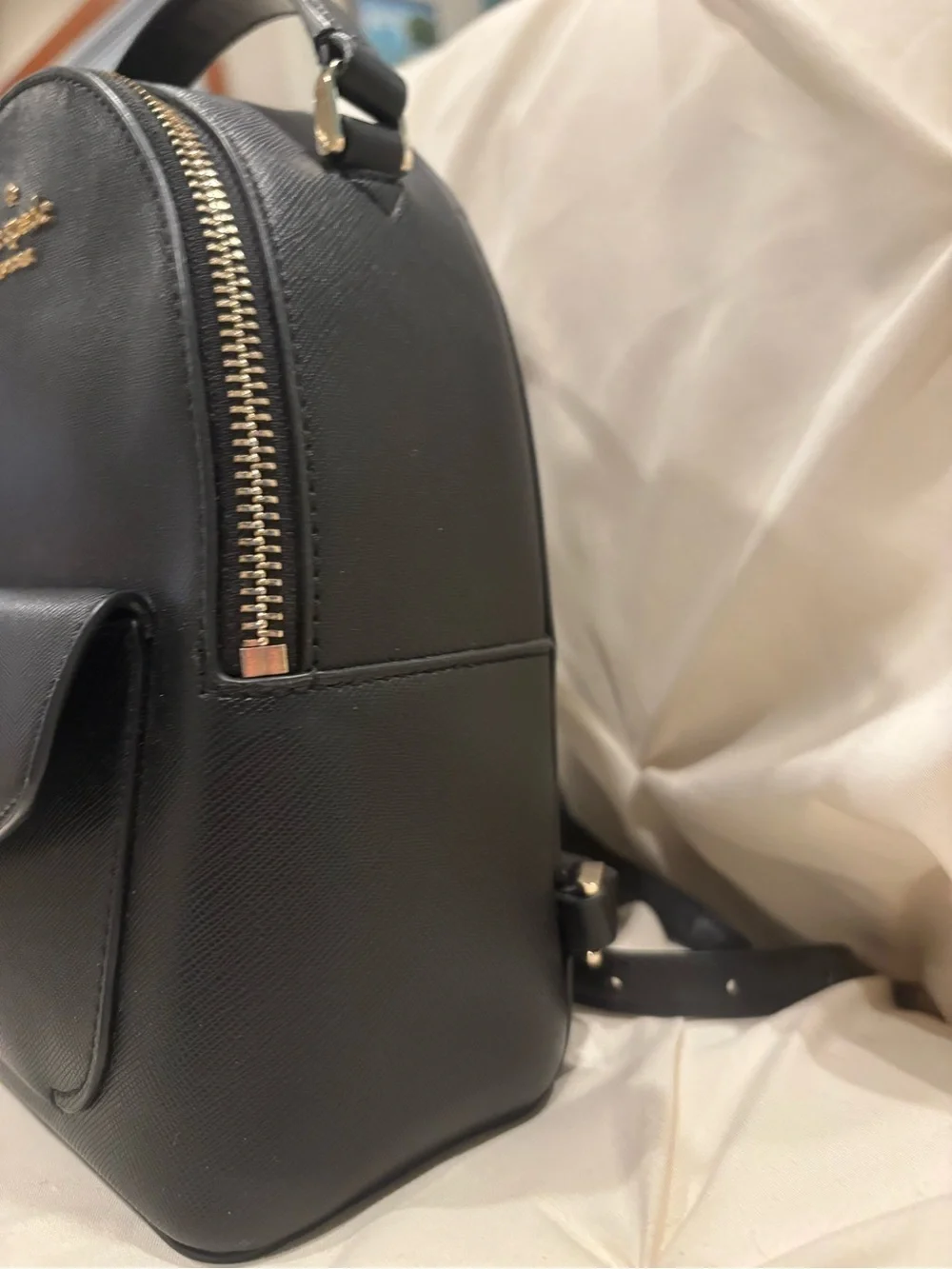Kate Spade New York Schuyler Black PVC Saffiano Leather Mini Backpack EUC